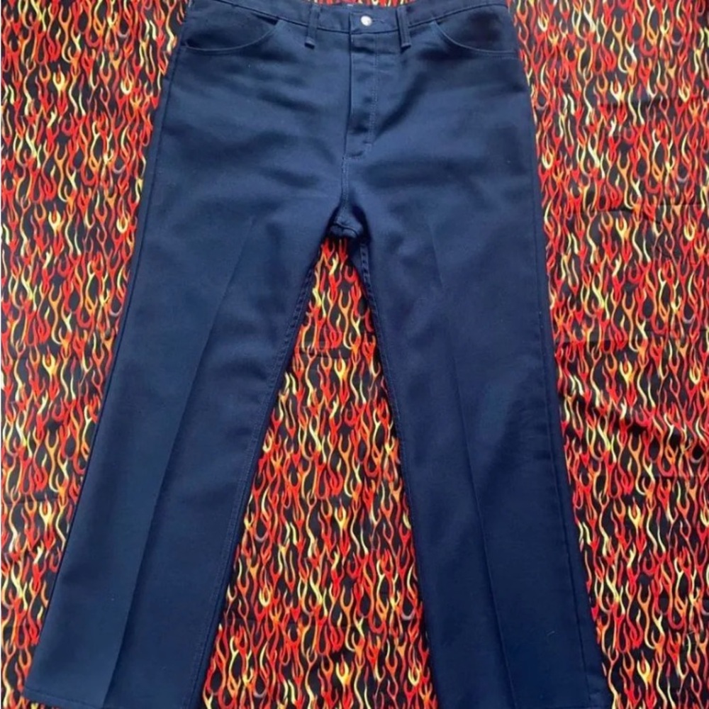 Vintage 1970s Wrangler Navy Blue Slacks